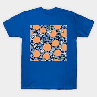 Modern Hand Drawn Orange And Flowers And Jaguar T-Shirt